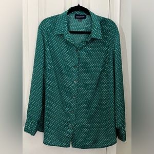 JONES NEW YORK WOMENS BLOUSE, GREEN PRINT, size 2x